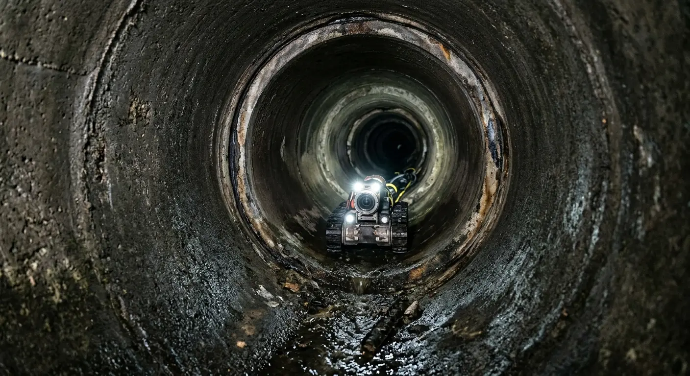 Robotic sewer camera inspecting pipe interior for Drain Snake Service in Hollywood